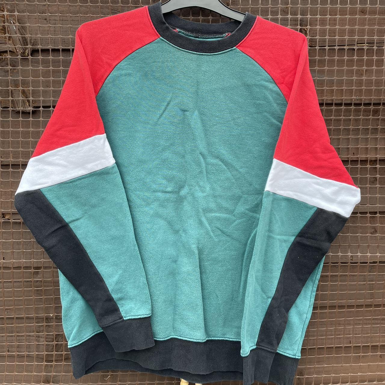 Urban Outfitters Men's Green and Red Sweatshirt | Depop