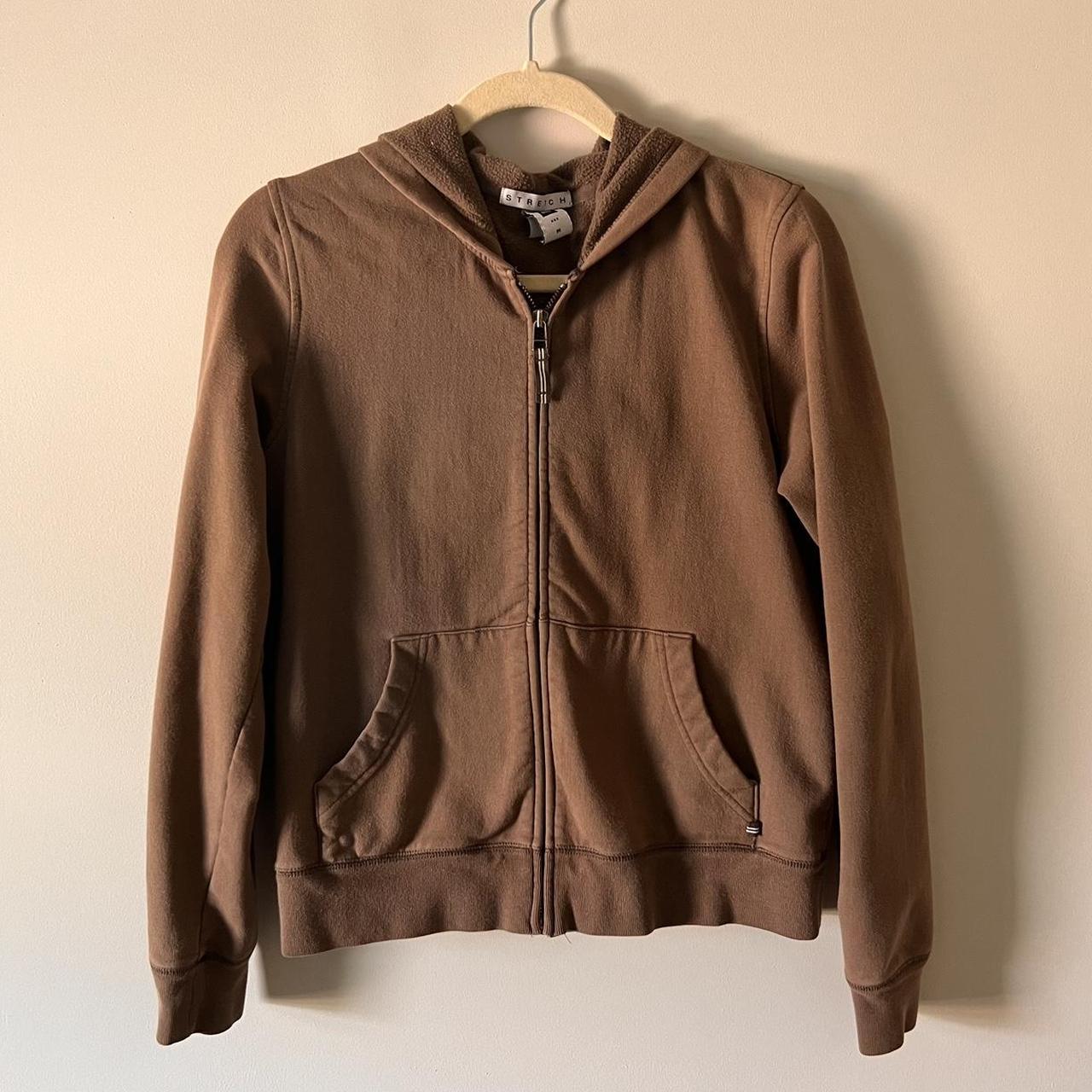 brown zip up jacket 80% cotton/ 15% polyester/ Depop - Main Image