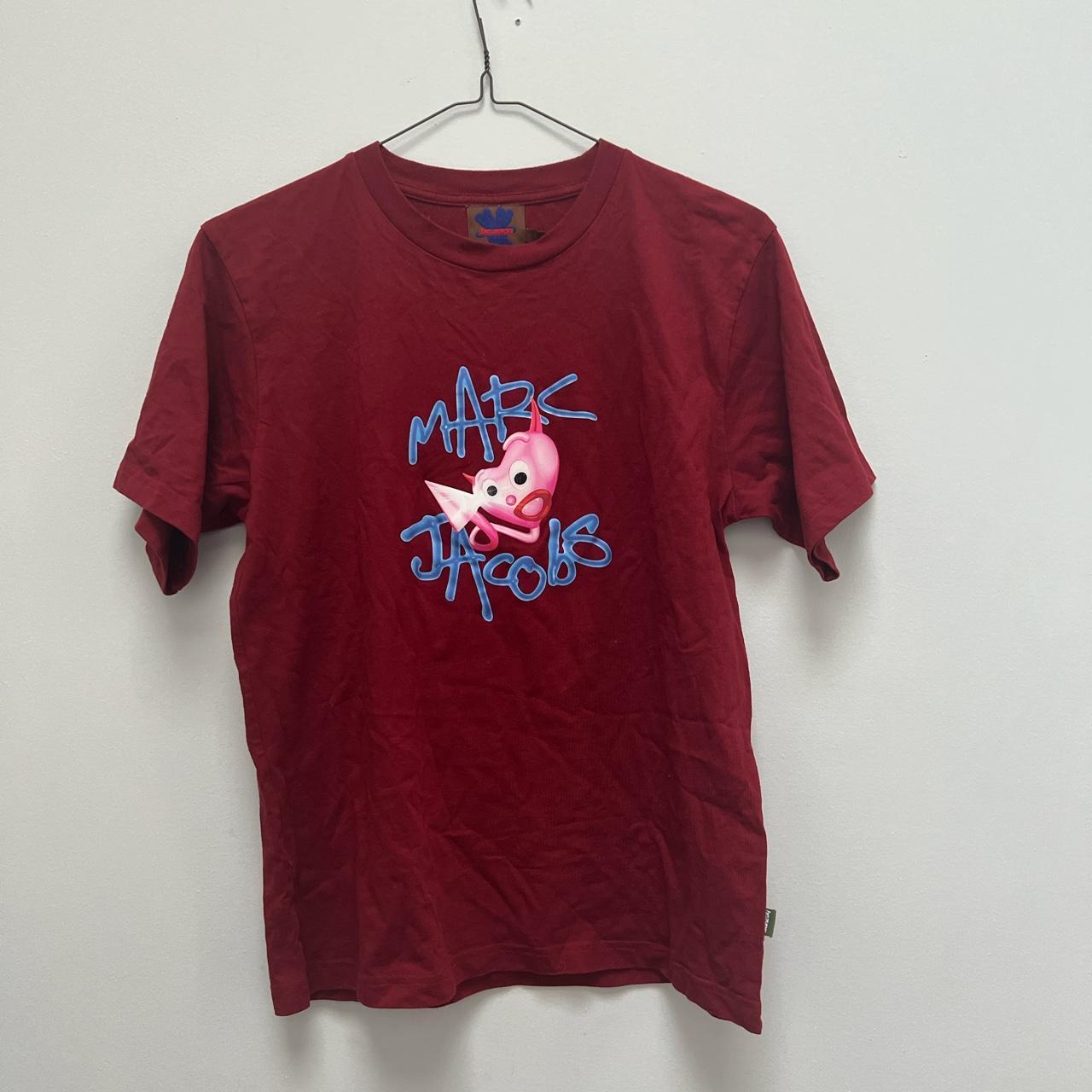 Heaven by Marc Jacobs Men's Burgundy and Blue T-shirt | Depop