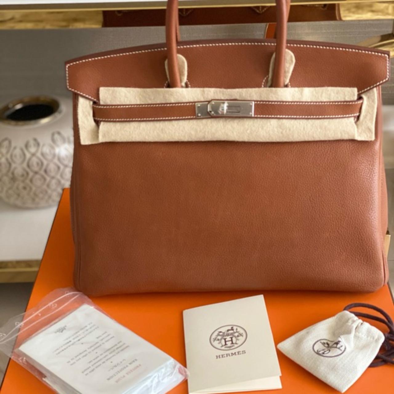 Tan birkin store bag