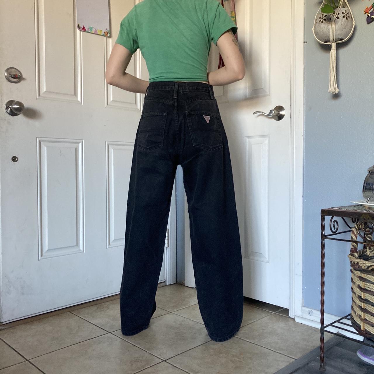 high waist black wide leg vintage 90s guess... - Depop