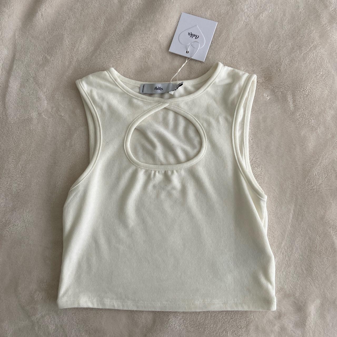 White cropped cut out tank top from Adika NWT, never... - Depop