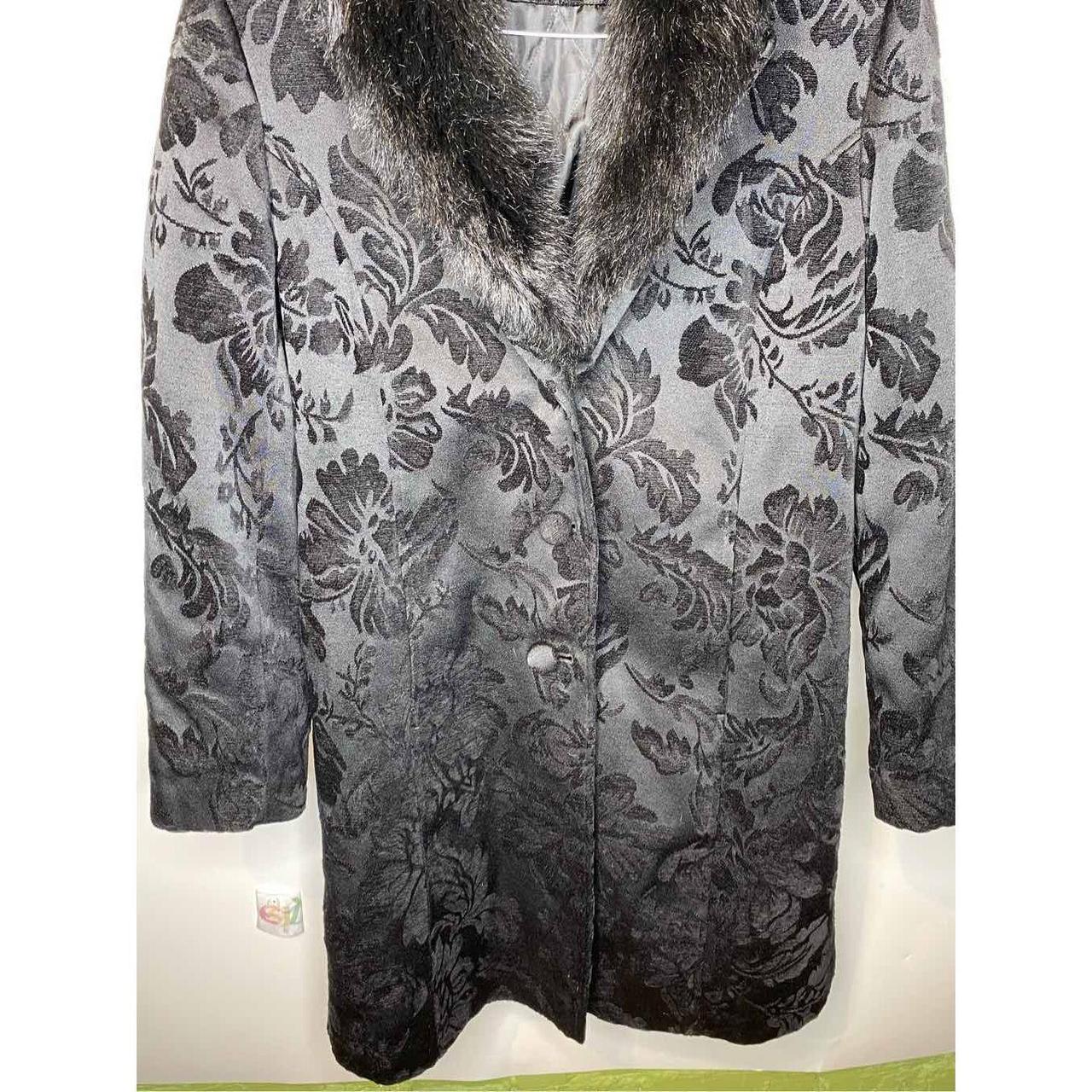 Vintage merona penny lane coat black brocade black monochrome 90s buy L faux fur