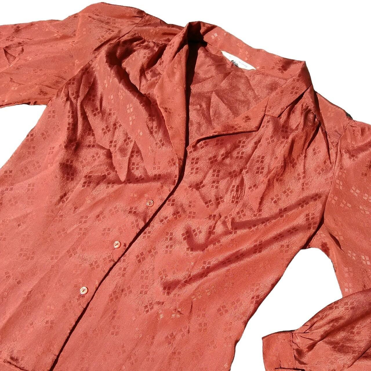 burnt orange button up shirt women's