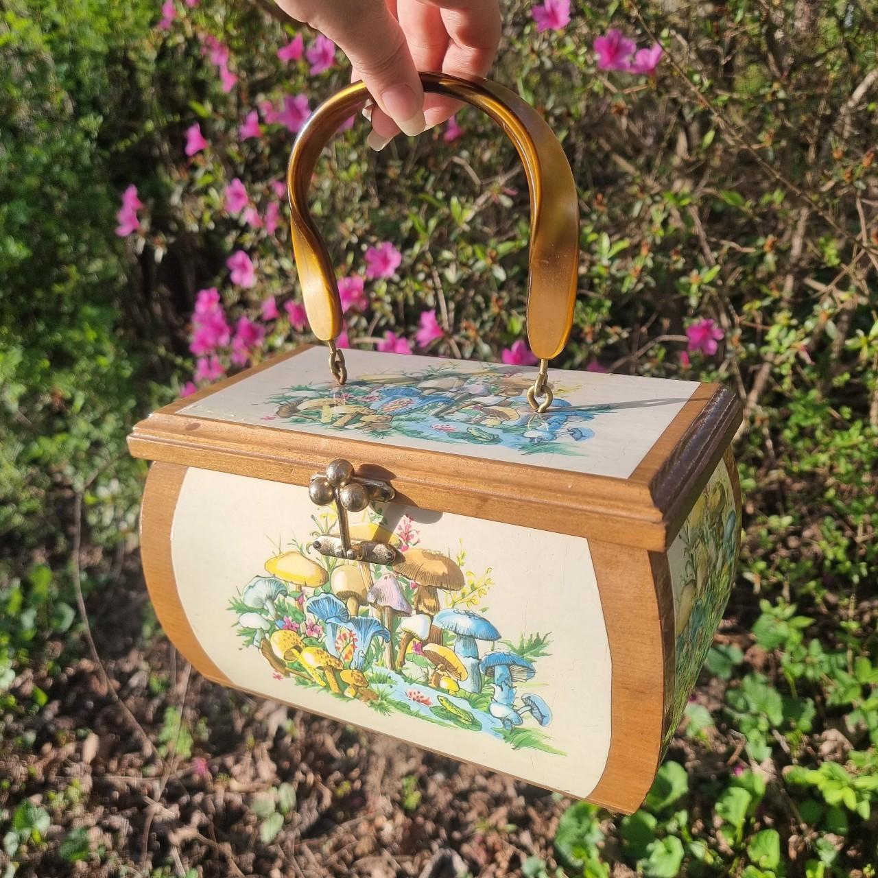 Garden Window Box Purse ~ Vintage Novelty Butterfly Ladybug Flowers Wooden  Box Bag