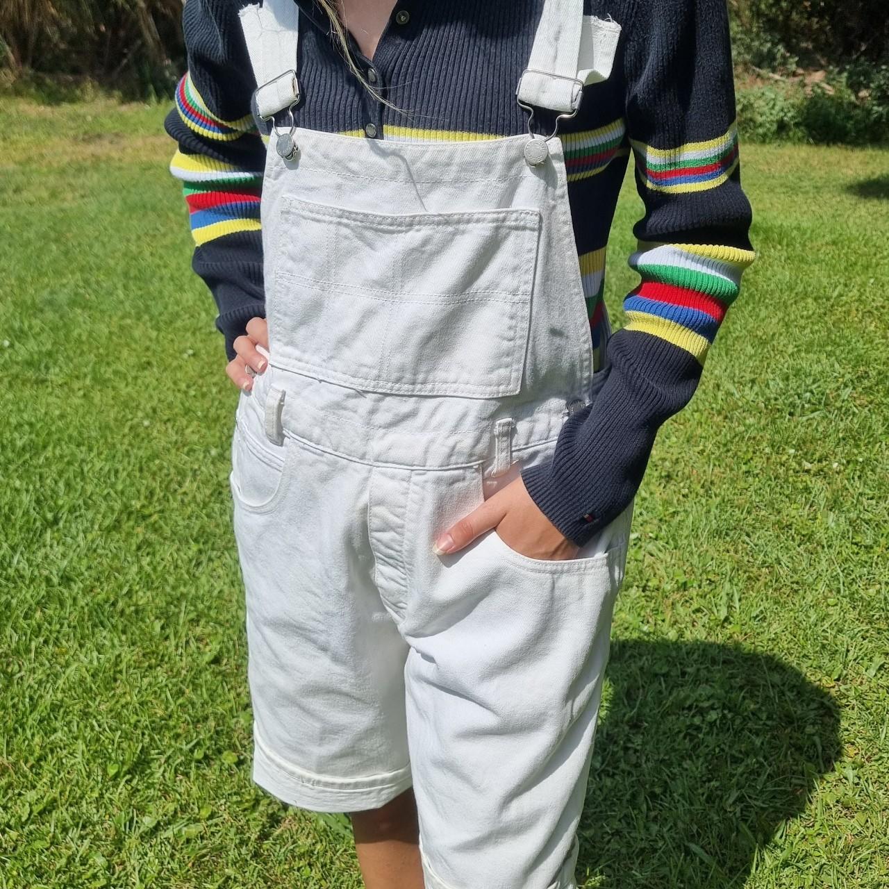 Vintage white denim overalls 🌈ABOUT Depop