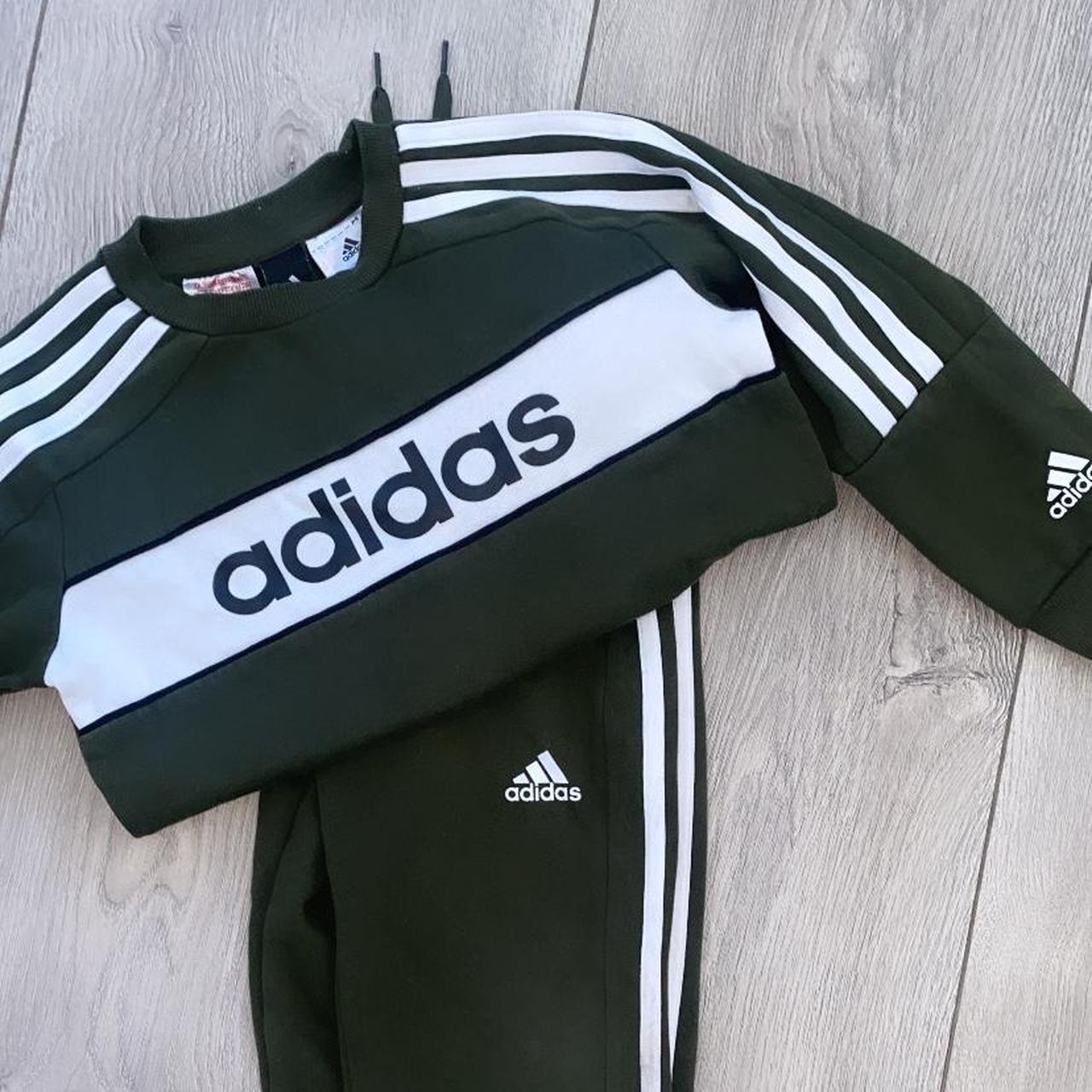 Boys khaki adidas tracksuit best sale