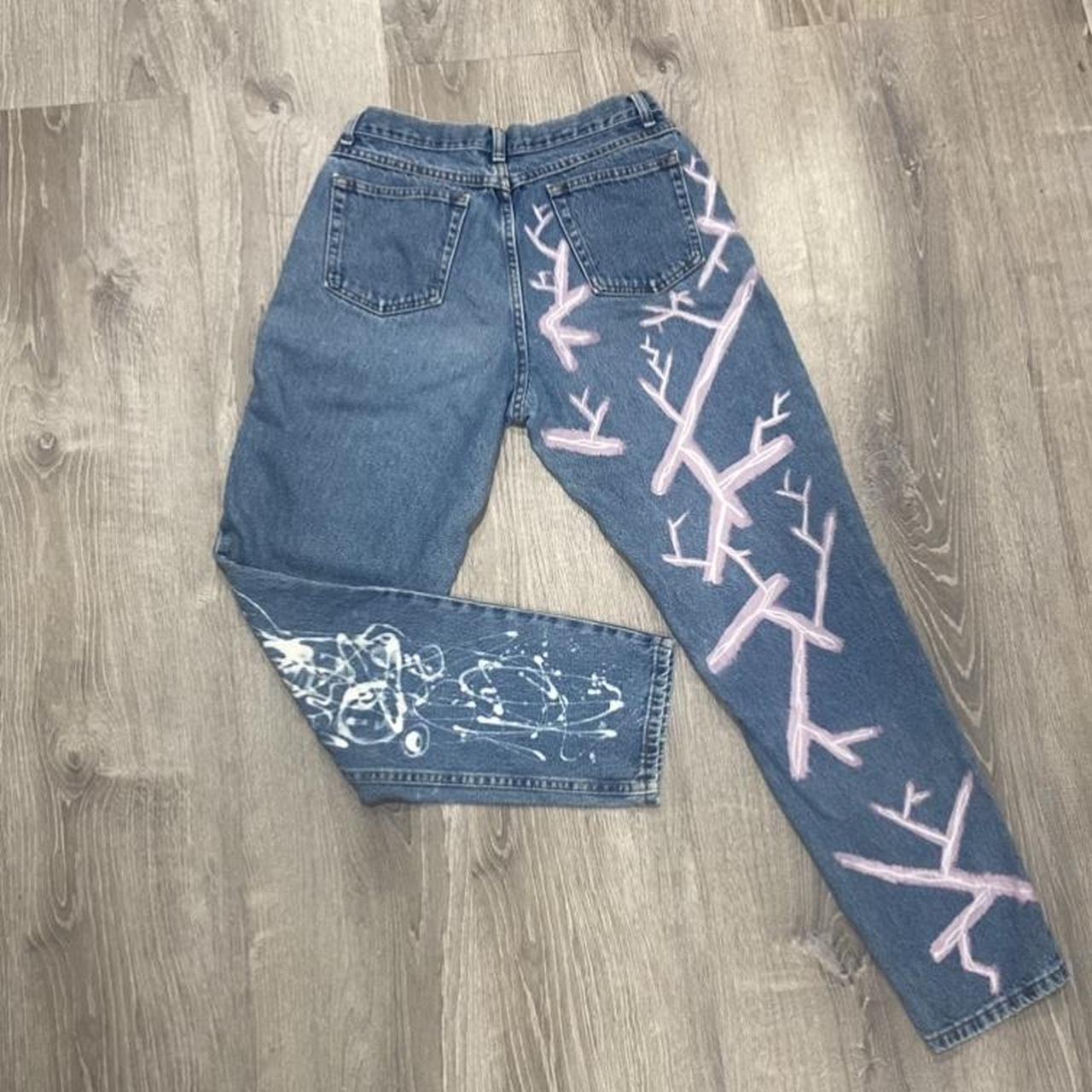 CUSTOM PAINTED Louis Vuitton Jeans 90s Vintage High - Depop