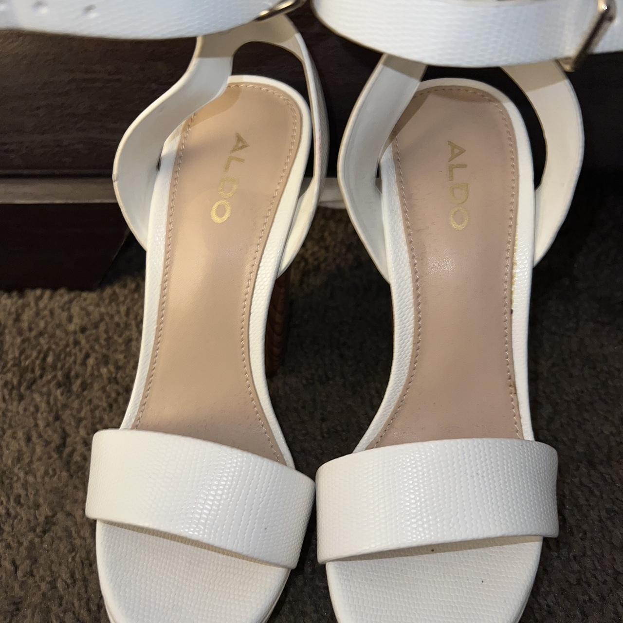 Aldo Pallidus White block heels size 5.5M Heel... - Depop