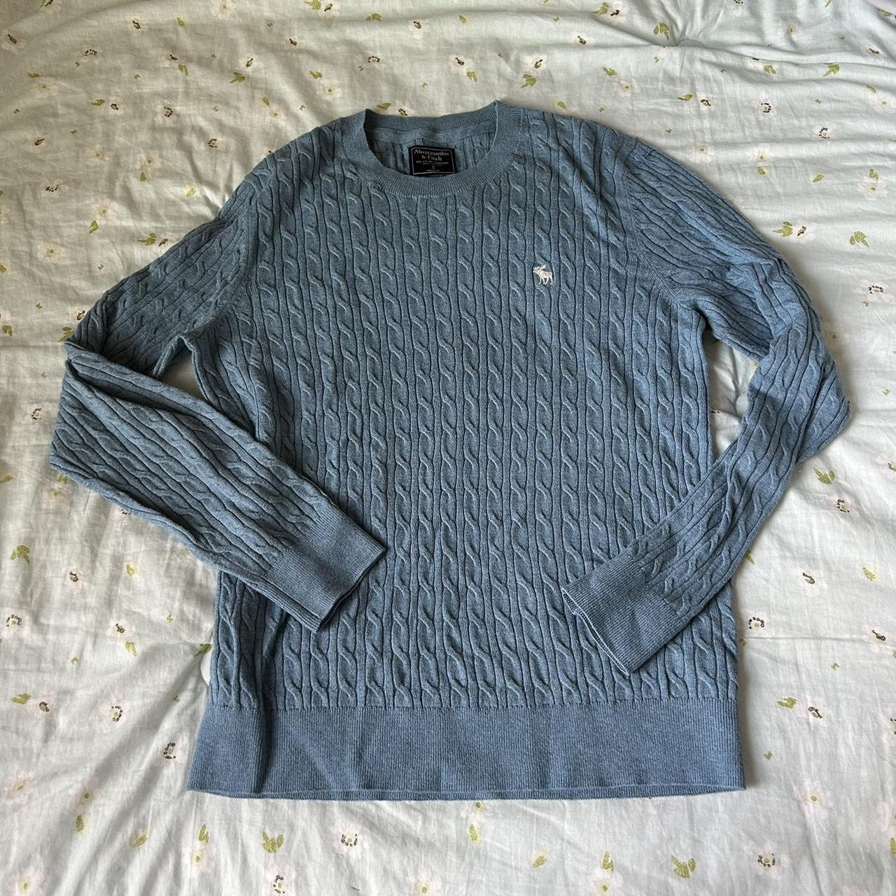 Abercrombie And Fitch Cable Knit Blue Sweater Mens Depop