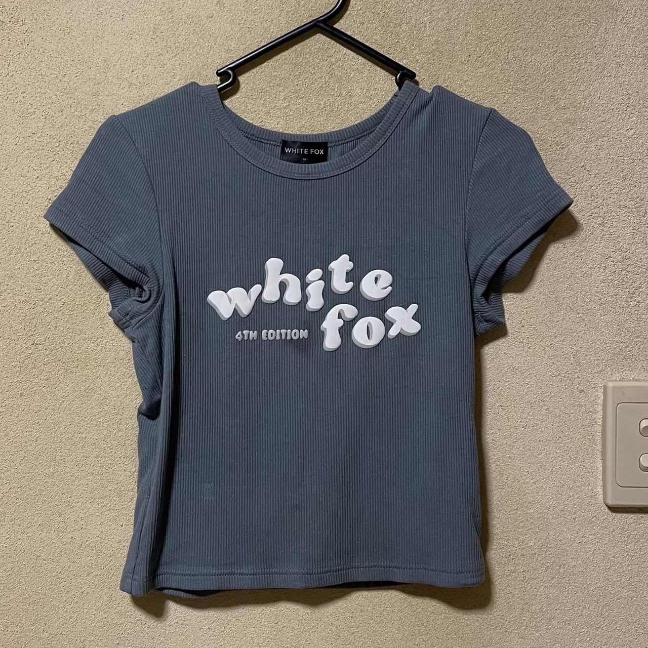 White Fox ribbed baby tee in khaki green Size M in... - Depop