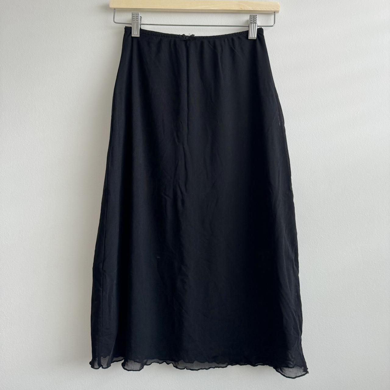 Black midi mesh skirt Size XS-S, stretchy waist... - Depop