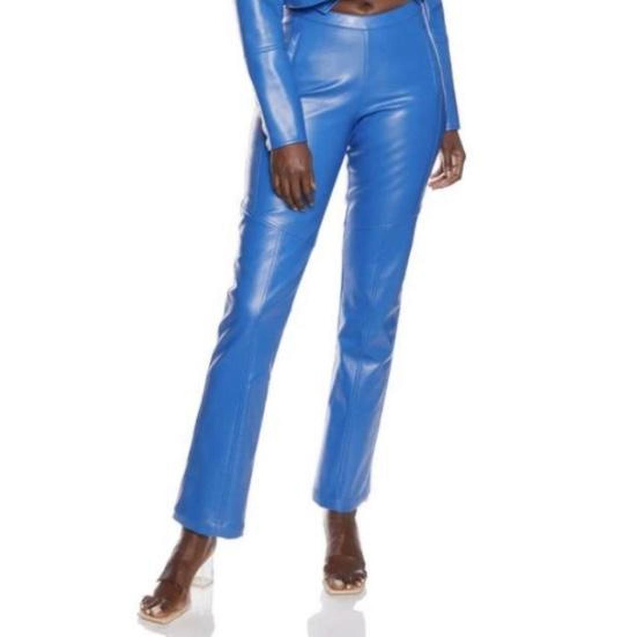 STEELE cobalt blue leather pants! mid rise fit and... Depop