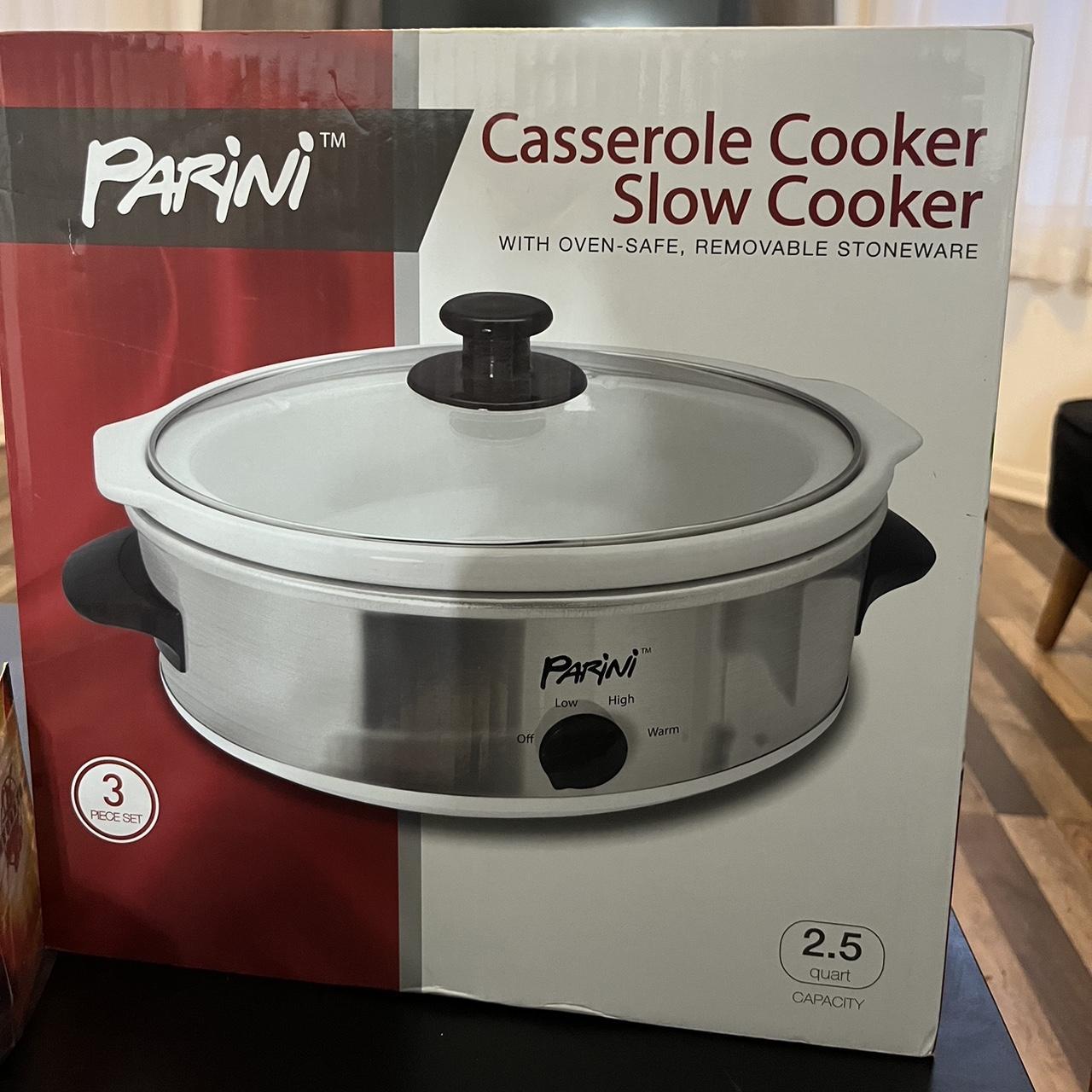 Parini Casserole Cooker - Slow Cooker - Oven Safe Removable Stoneware ~2.5  Quart