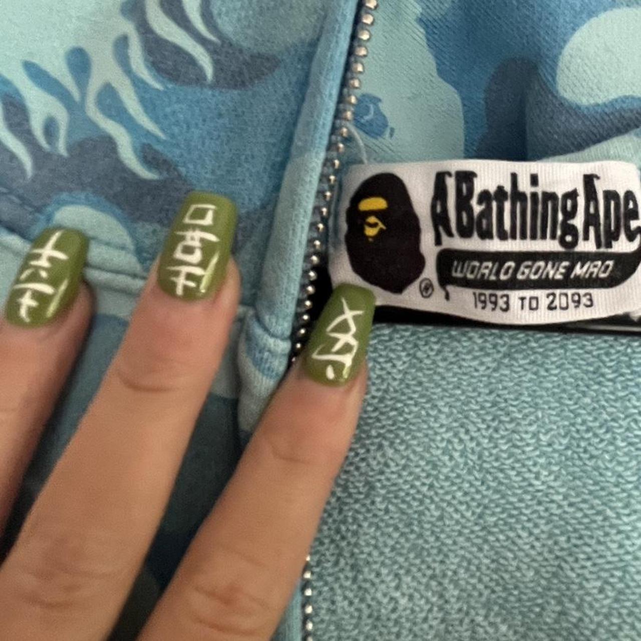 Bape , light blue bape hoodie full zip. Depop