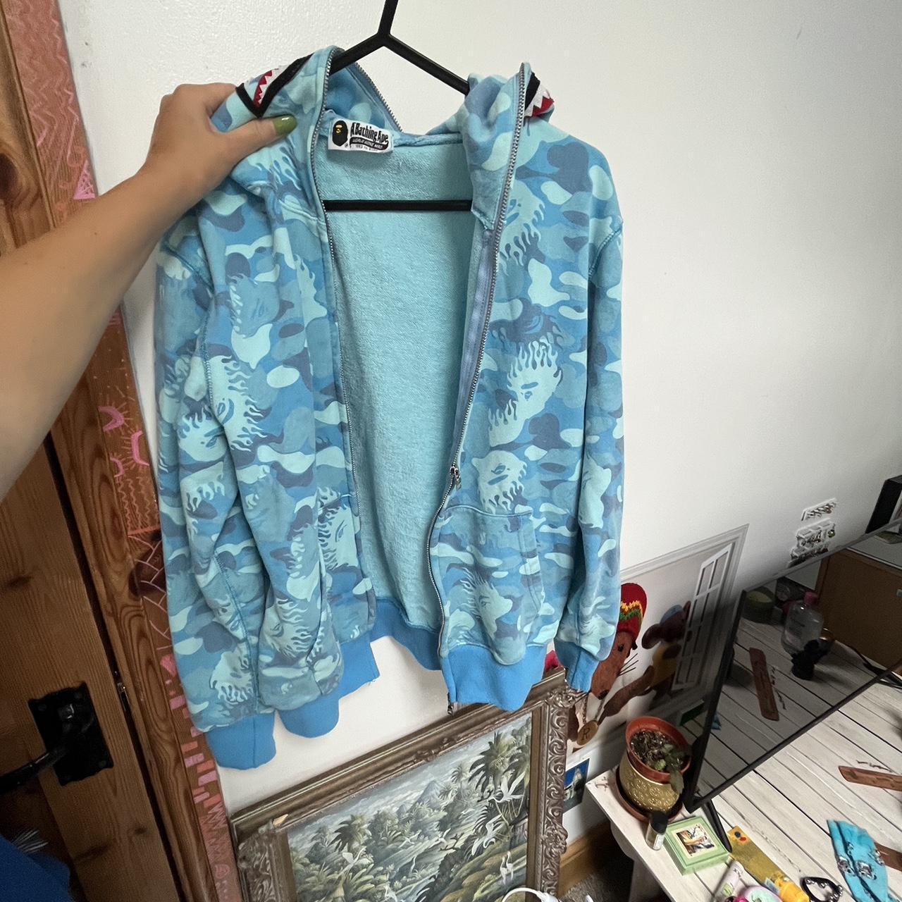 Bape , light blue bape hoodie full zip. Depop