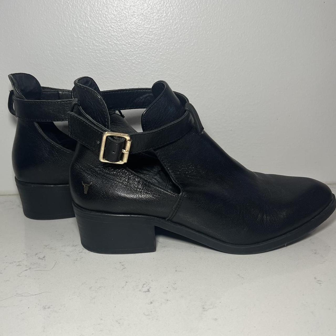 Windsor Smith Black Leather Ankle Cut-Out