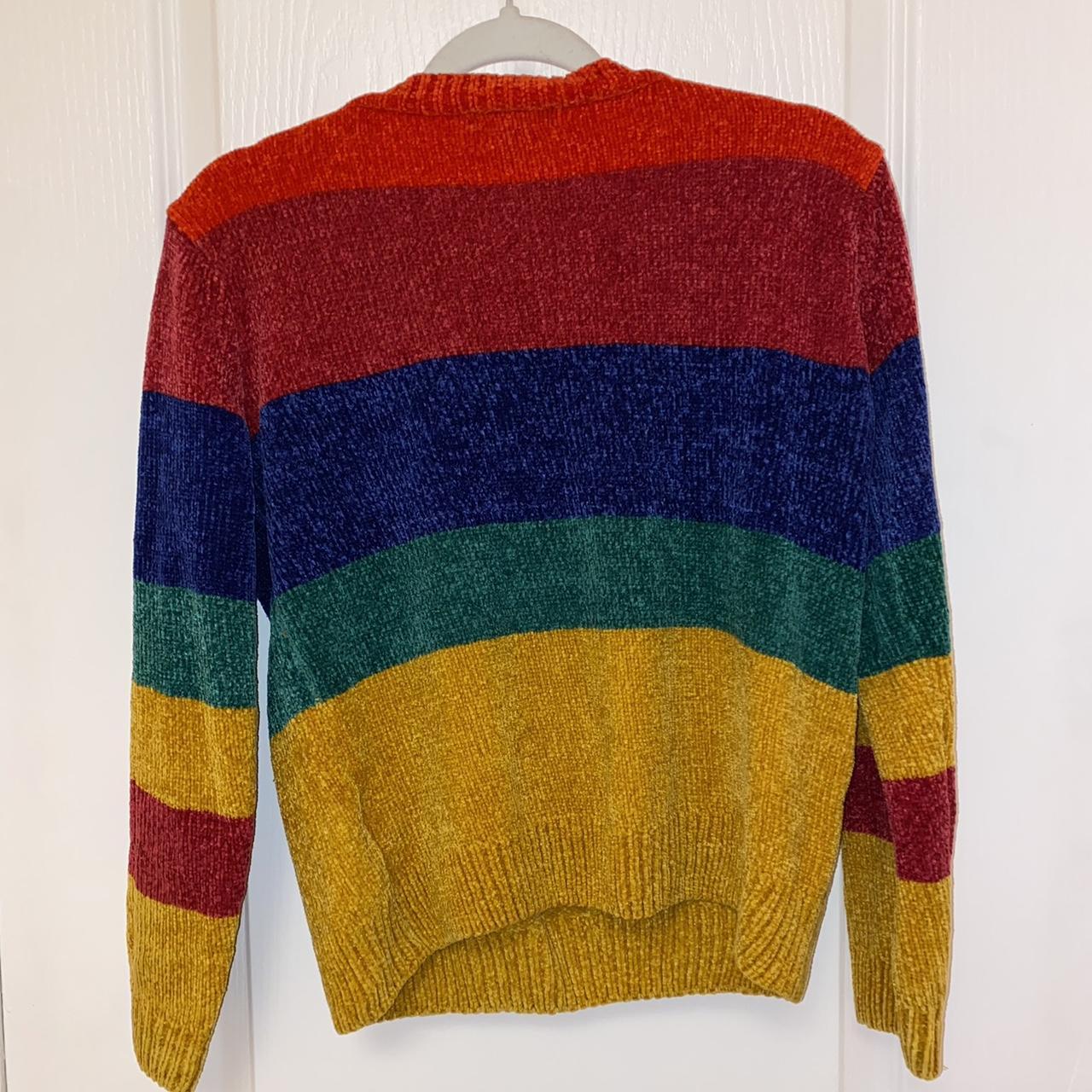 Gorgeous rainbow chenille jumper. So comfy and cosy!... - Depop