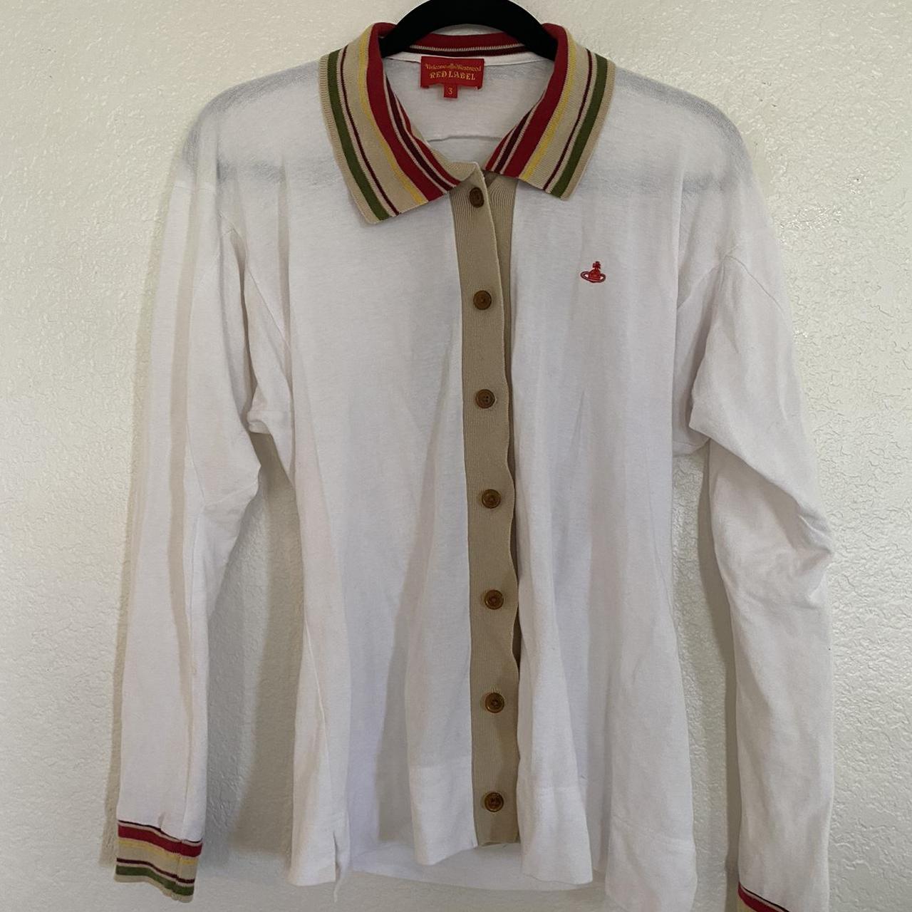 Vivienne Westwood Women's White and Tan Jumper | Depop