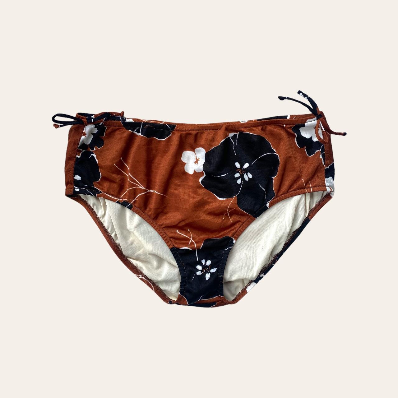 bali vintage burnt orange floral swim bottoms Depop