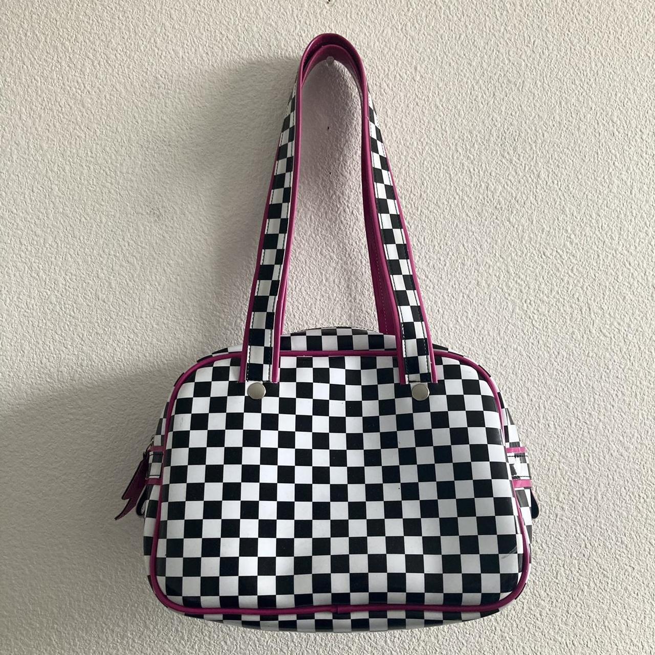 White and best sale gray checkered purse