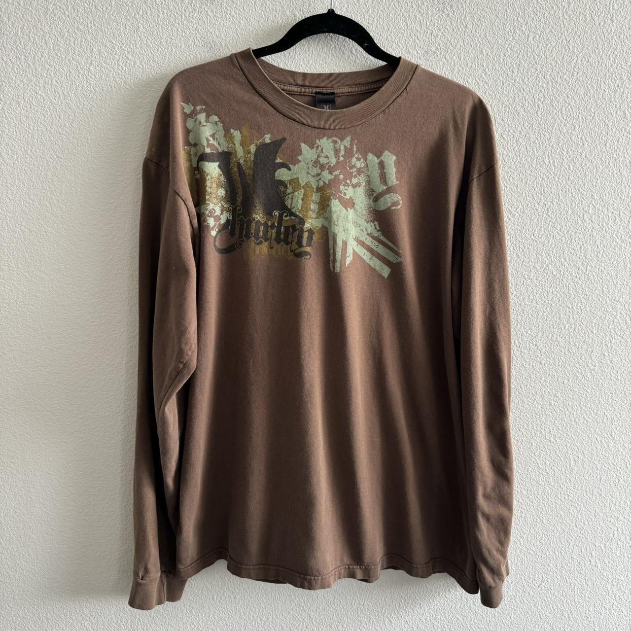 ◆LEE◆ Truck Graphic Long Sleeve T-Shirt Pigment Brown y2k Hurley Long Sleeve Tee Brown t-shirt with | Depop