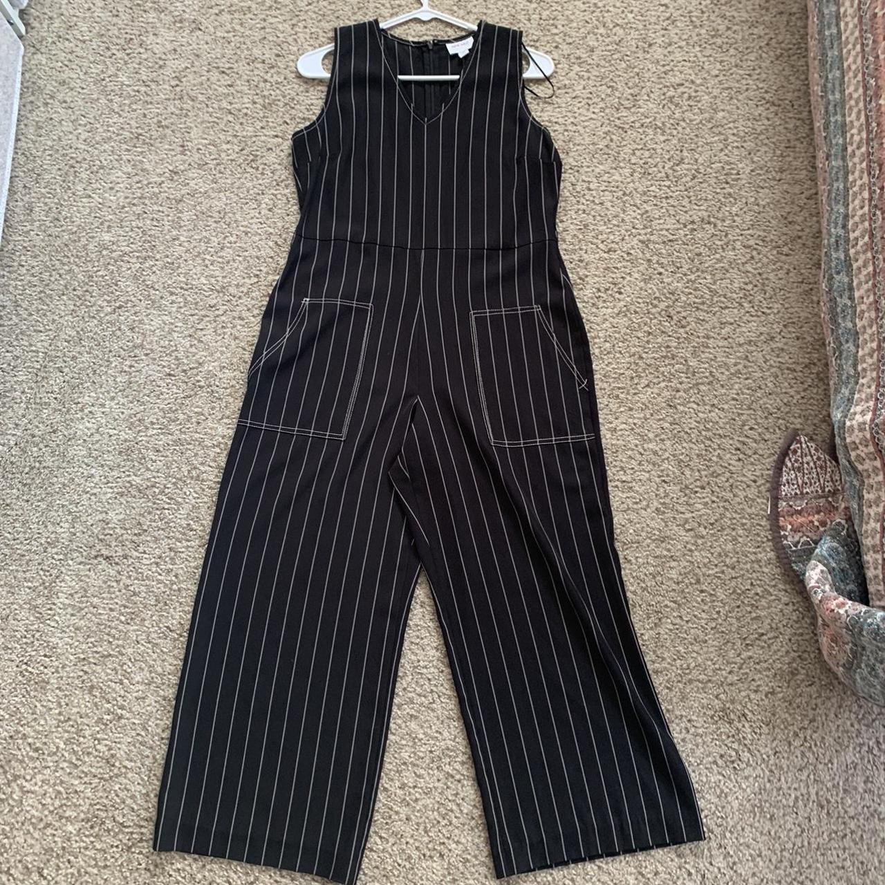classy black striped jumpsuit 🫶🏻 perfect for a night... - Depop