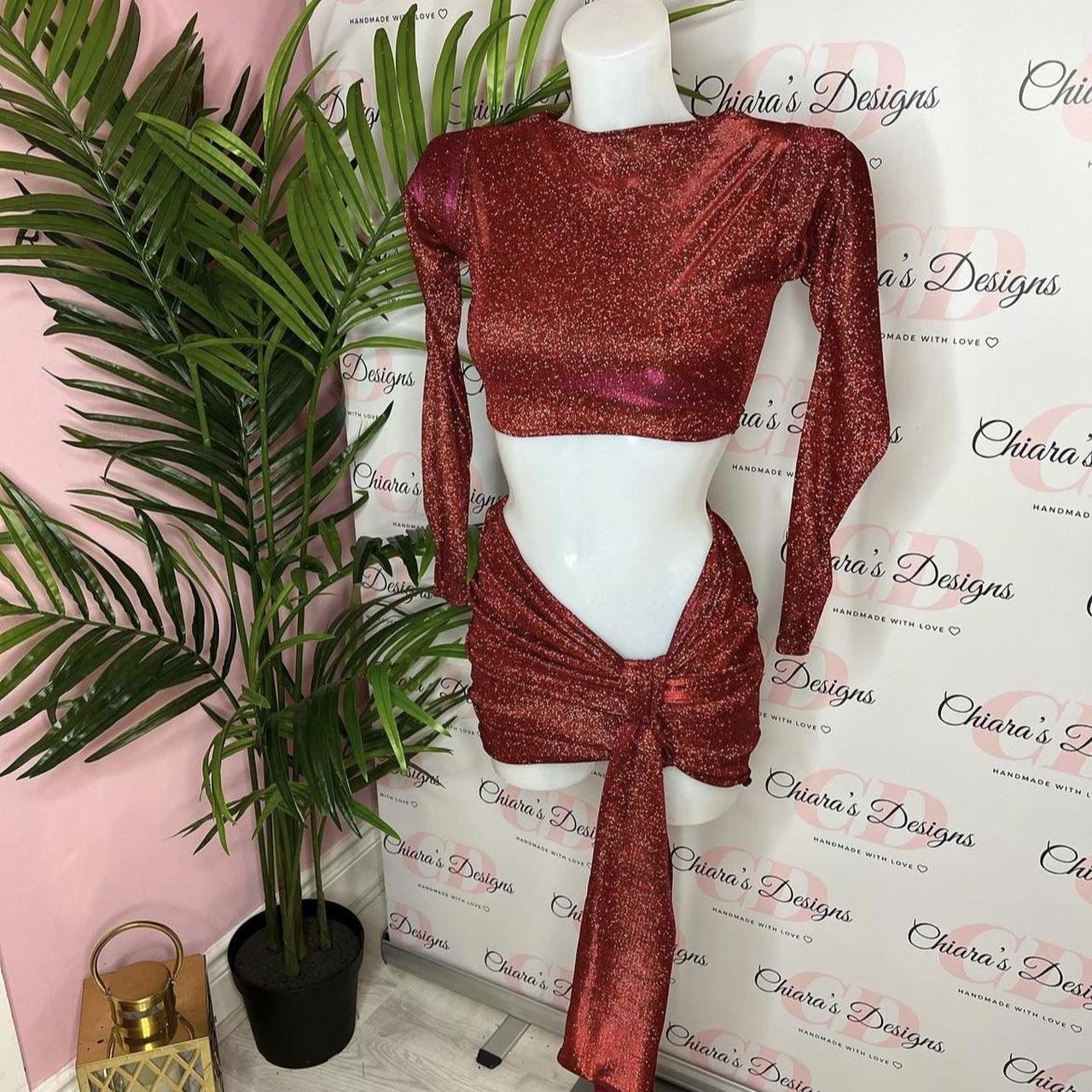 Chiara Designs bespoke coord Red glitter fabric... Depop