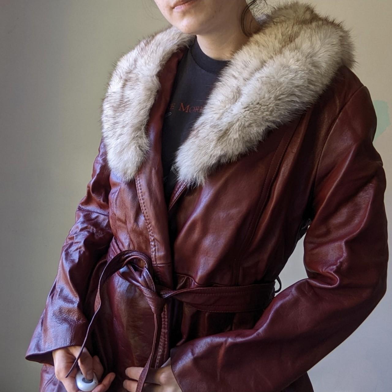 70s Burgundy Leather Trench Coat (M-L) - Imber Vintage