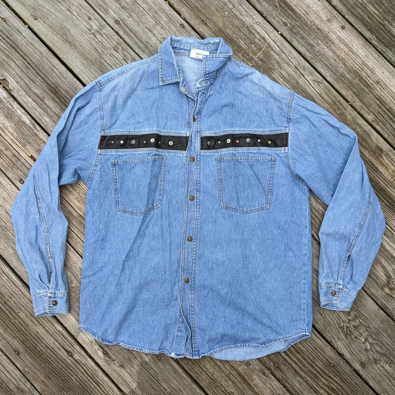 Vintage 90's Jordache Western Denim Button-Down... - Depop