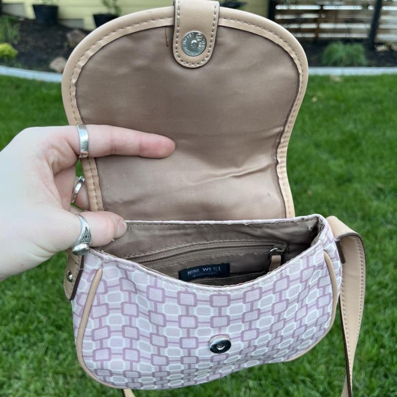 Y2k 2000s baby pink and tan crossbody Nine Depop