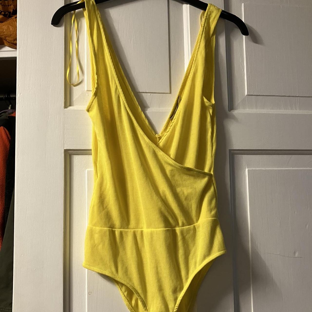 Zara Women's Yellow Bodysuit | Depop