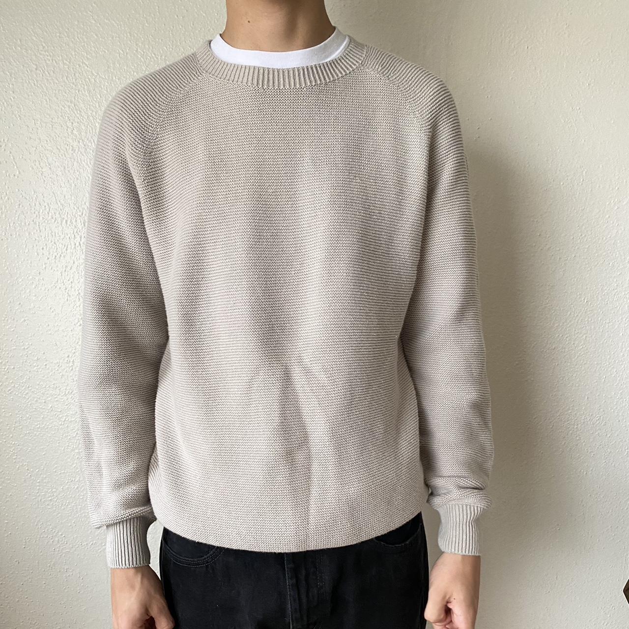 Grey/Beige Uniqlo Sweater Model is 6’2 Barely... - Depop