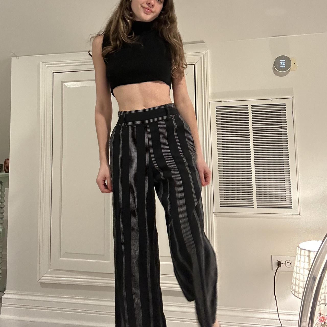 Thrifted wide leg stripe pants!!! So cozy and can - Depop