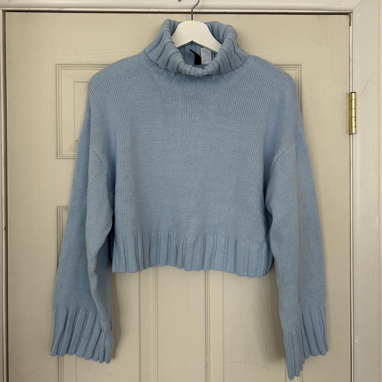 Baby blue turtle neck neck sweater from H&M, size... - Depop