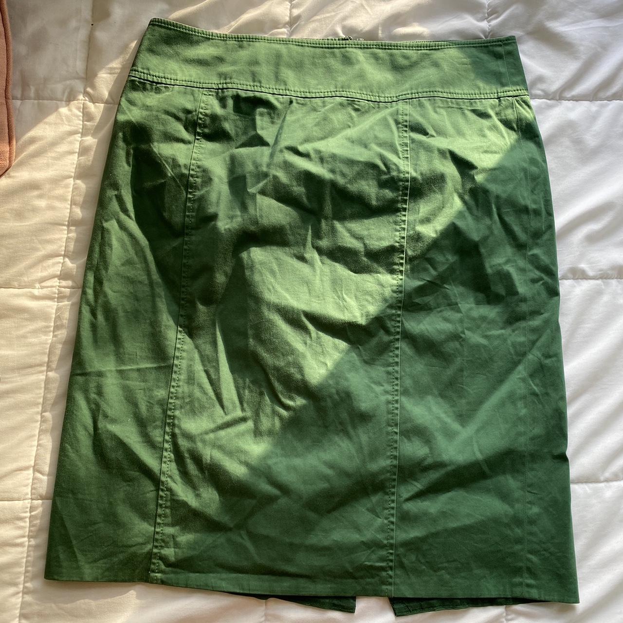 Talbots Women's Green and Khaki Skirt | Depop