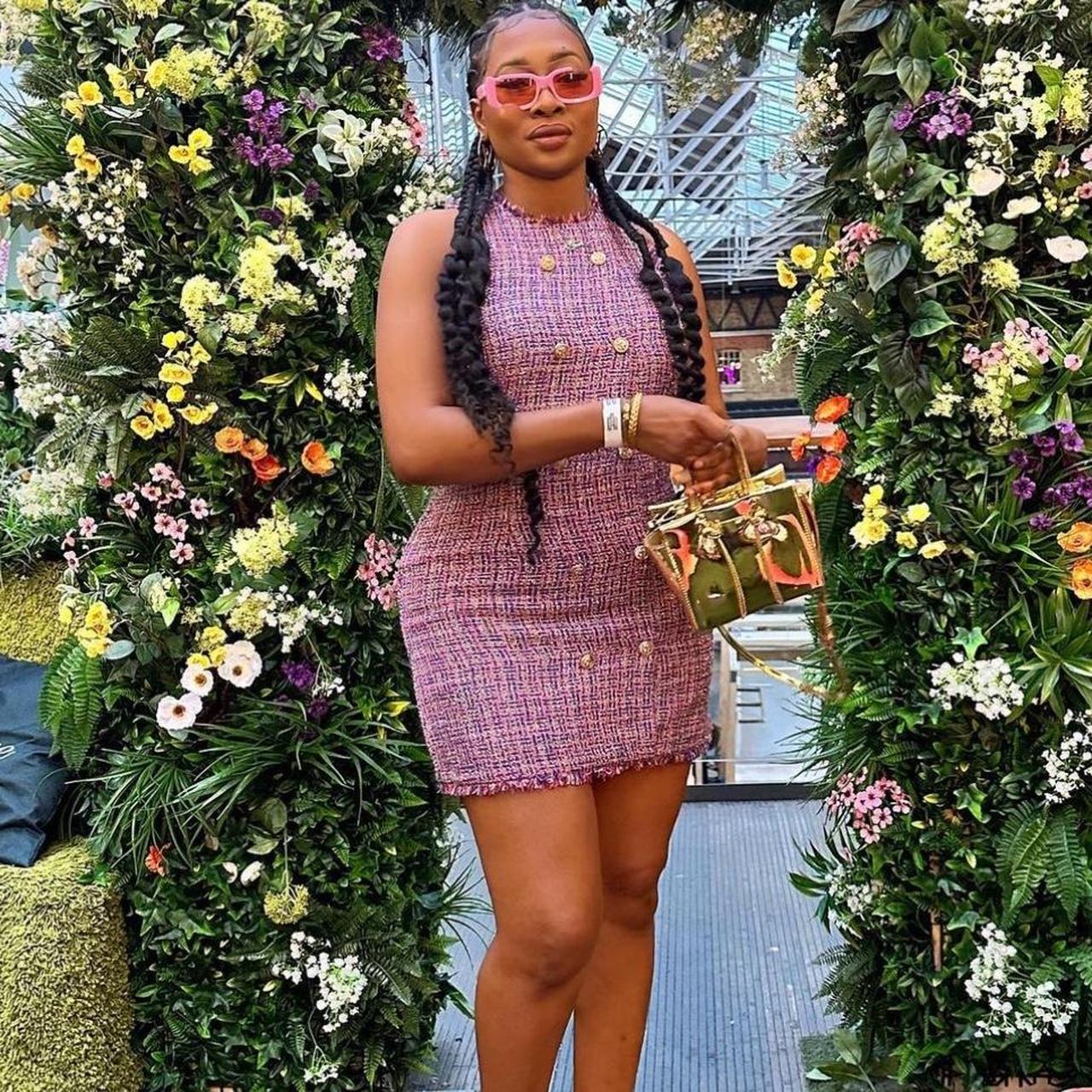 Pink zara tweed dress deals