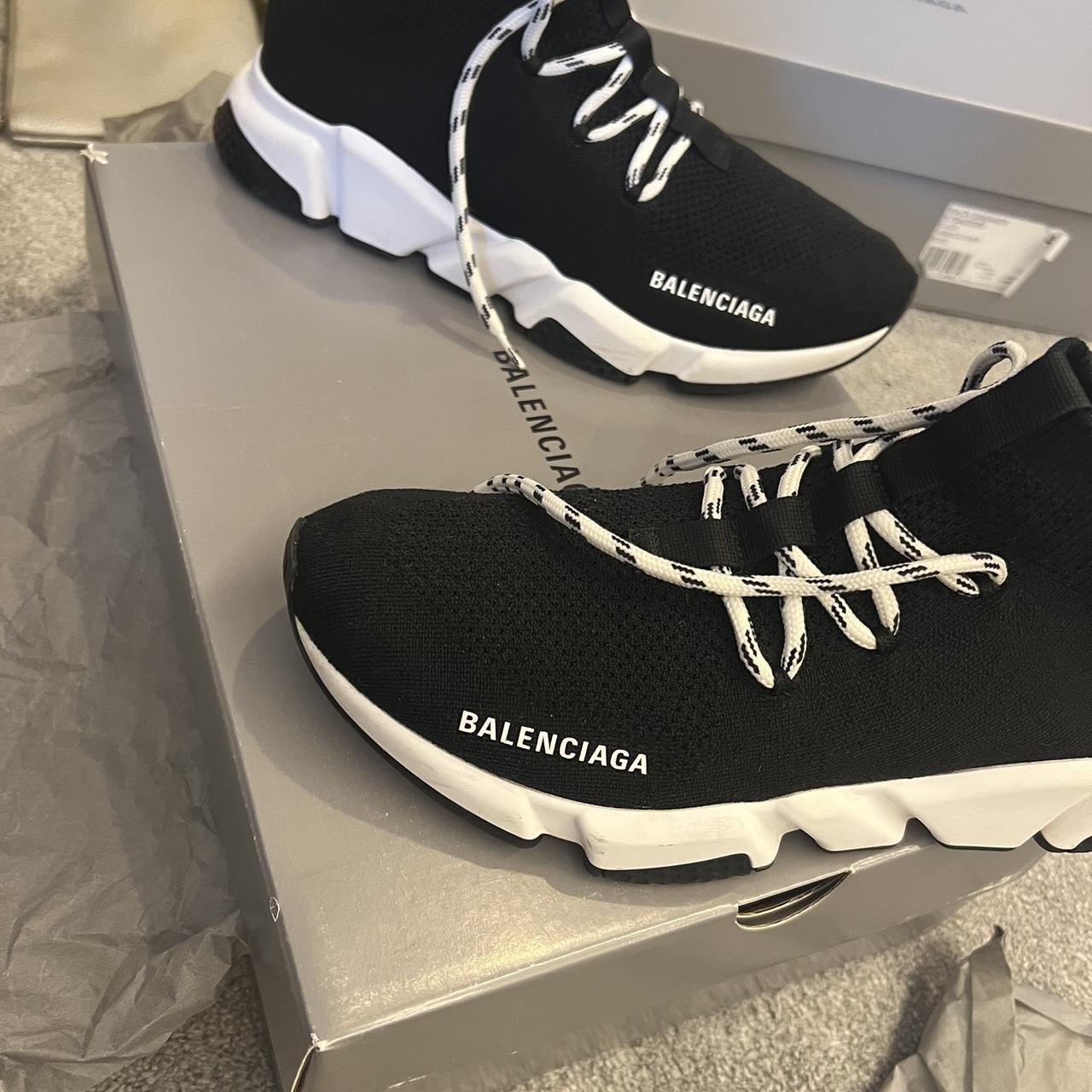 balenciaga knit trainers - black. Used but in very... - Depop