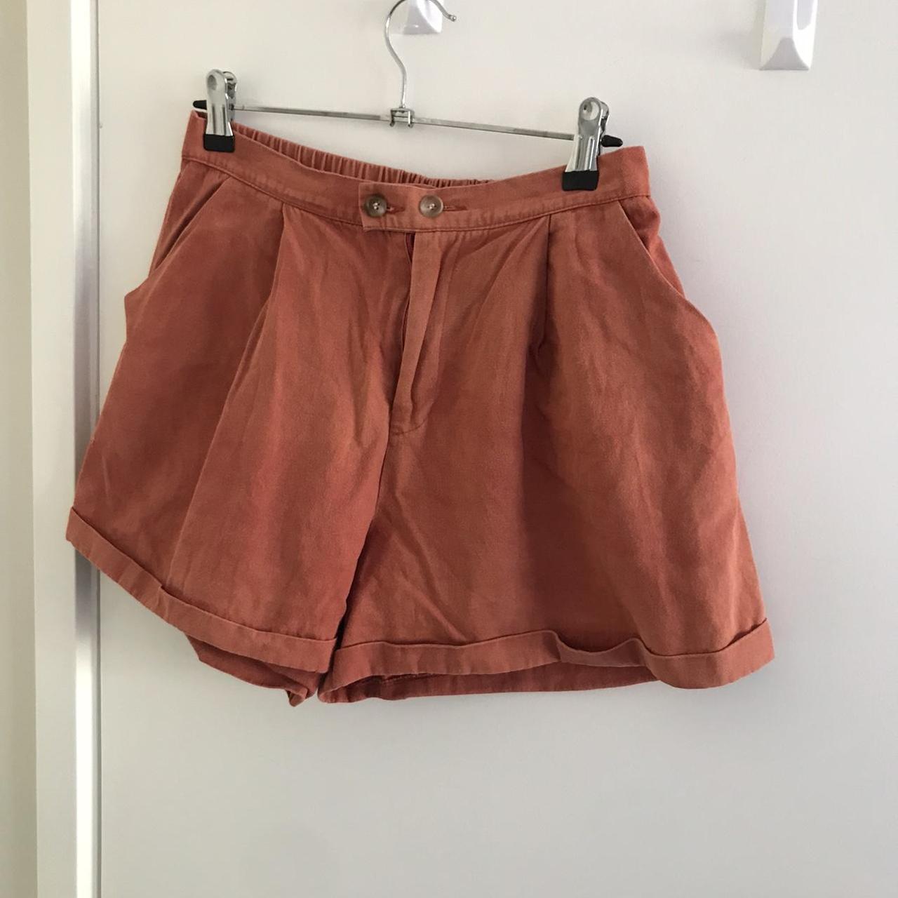 Orange denim shorts. Best fit size 10-12, labelled... - Depop