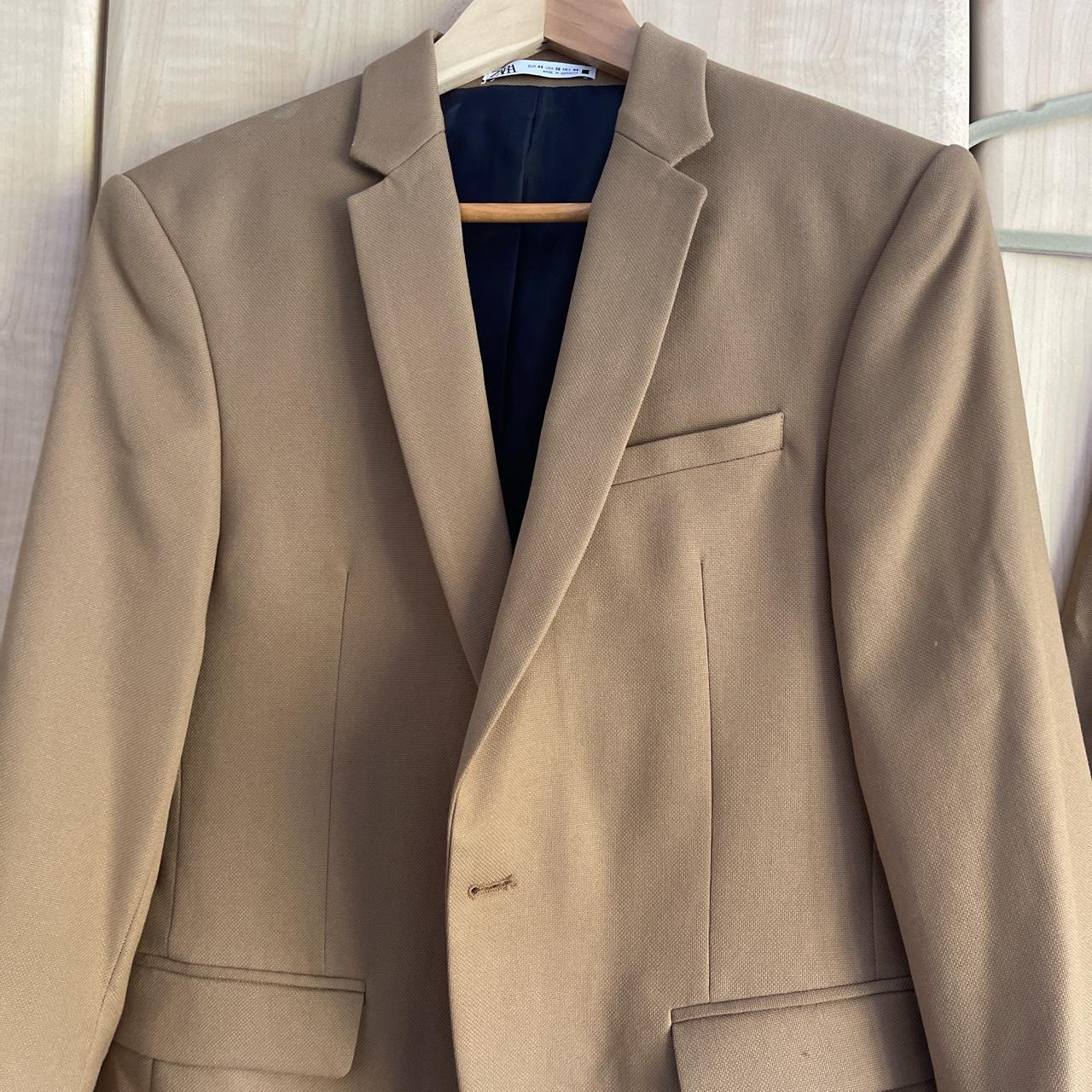 Full Zara Men’s Suit Dark beige. EUR 46 Cool comfort... Depop