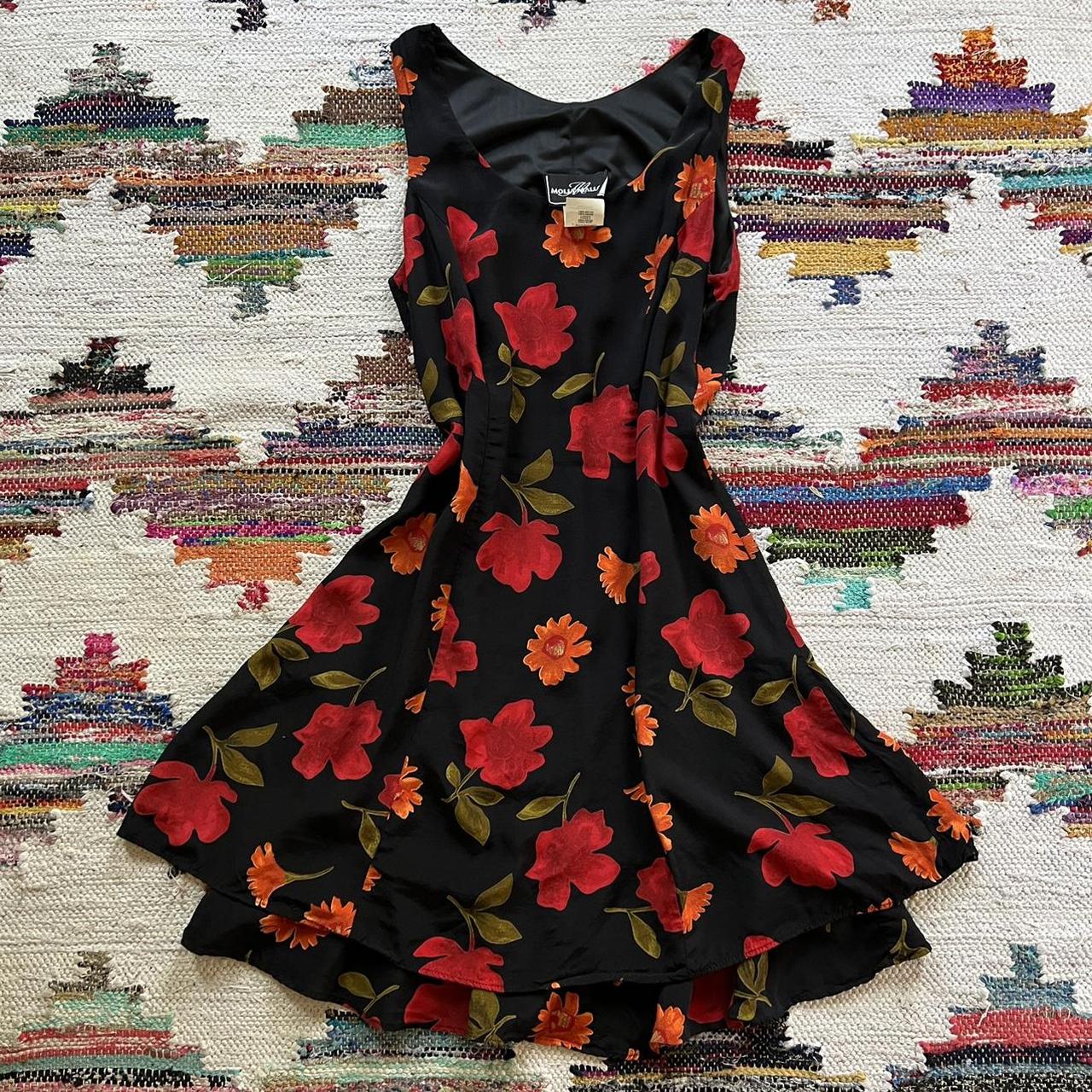 Vintage 90s Molly Malloy black floral babydoll
