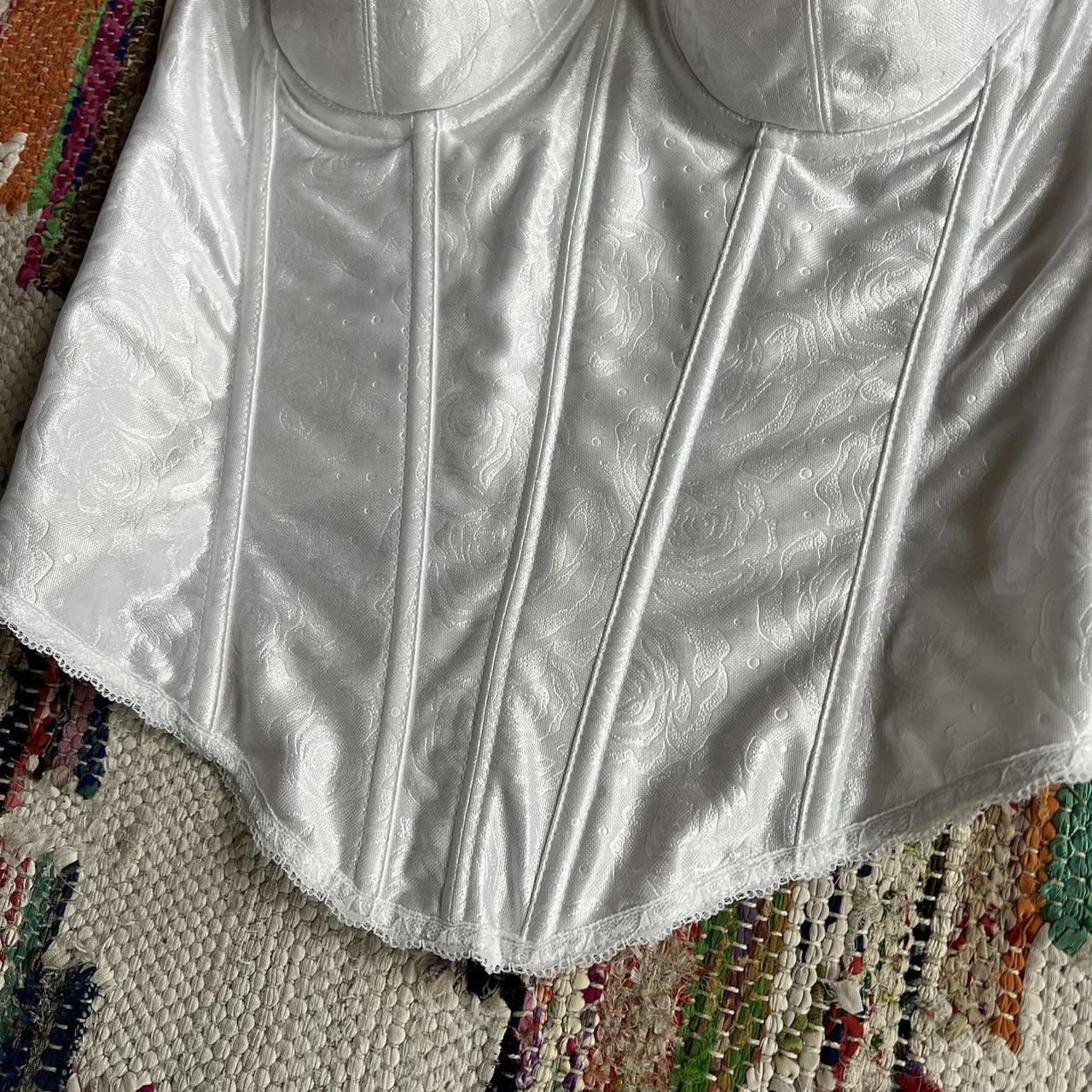 Vintage 80s Woolite rose pattern white corset top ! - Depop