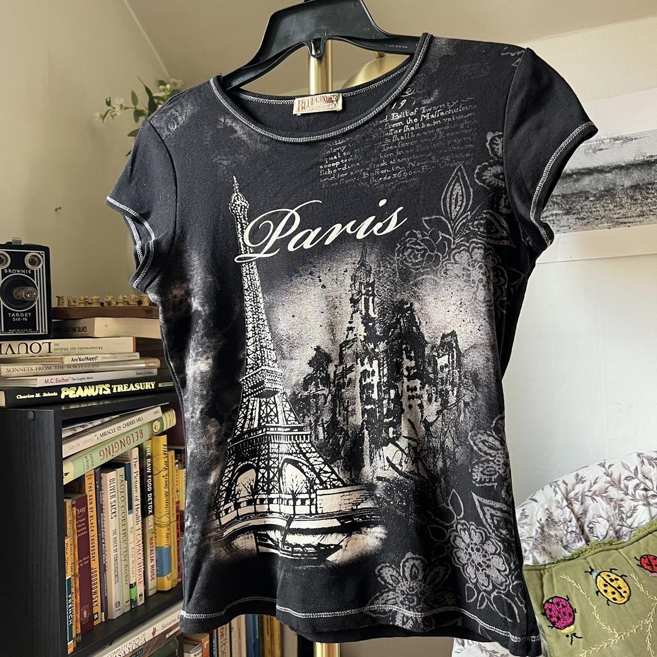 2000s Blue Canyon bedazzled Paris baby tee 🖤 | Depop