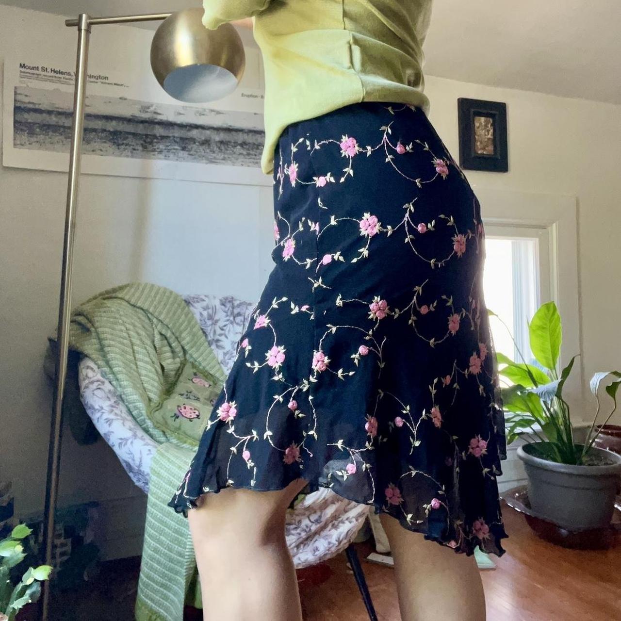 Early 2000s Fashion Bug floral asymmetrical skirt | Depop