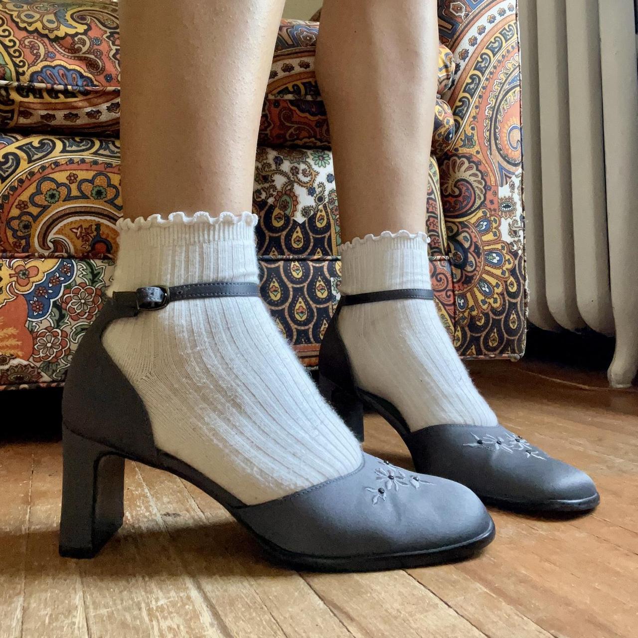 Early 90s Unlisted grey Mary Jane heels The. Depop