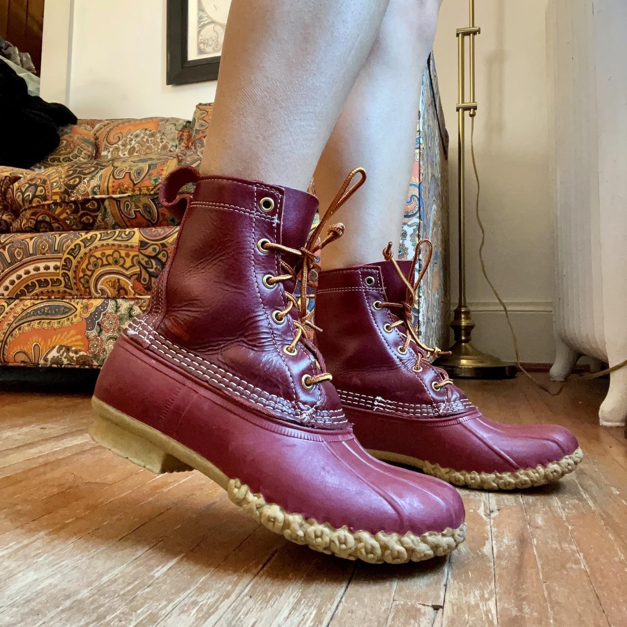 Vintage LL Bean red leather duck boots Red boots. Depop