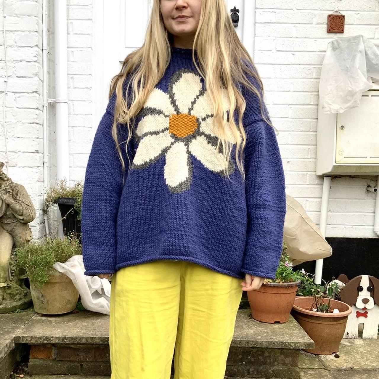 Vintage daisy jumper 🌼 A hand made floral knit made... - Depop