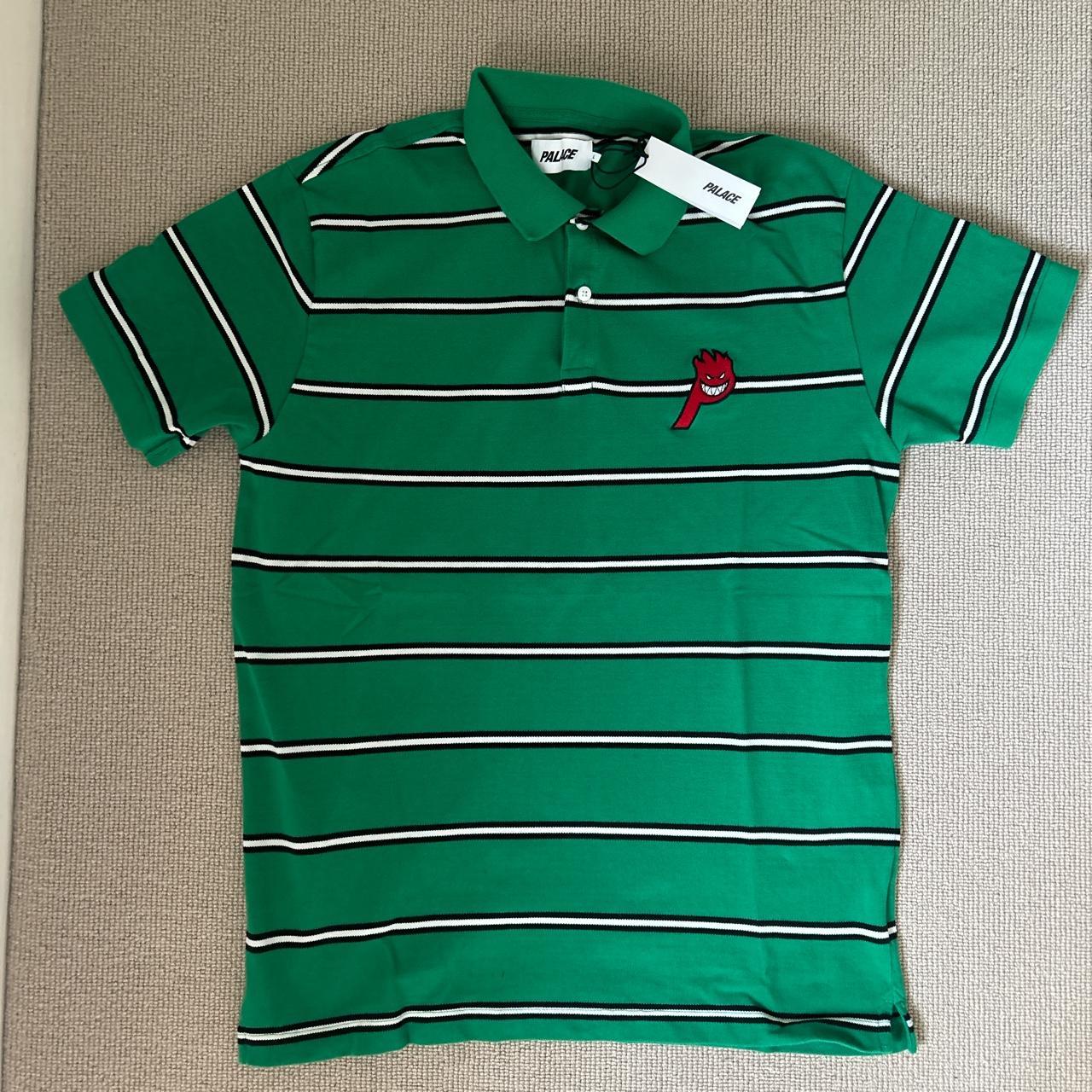 palace x spitfire green polo shirt with red... - Depop