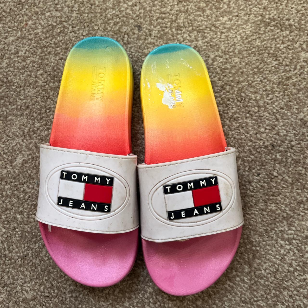 Tommy hilfiger rainbow discount slides