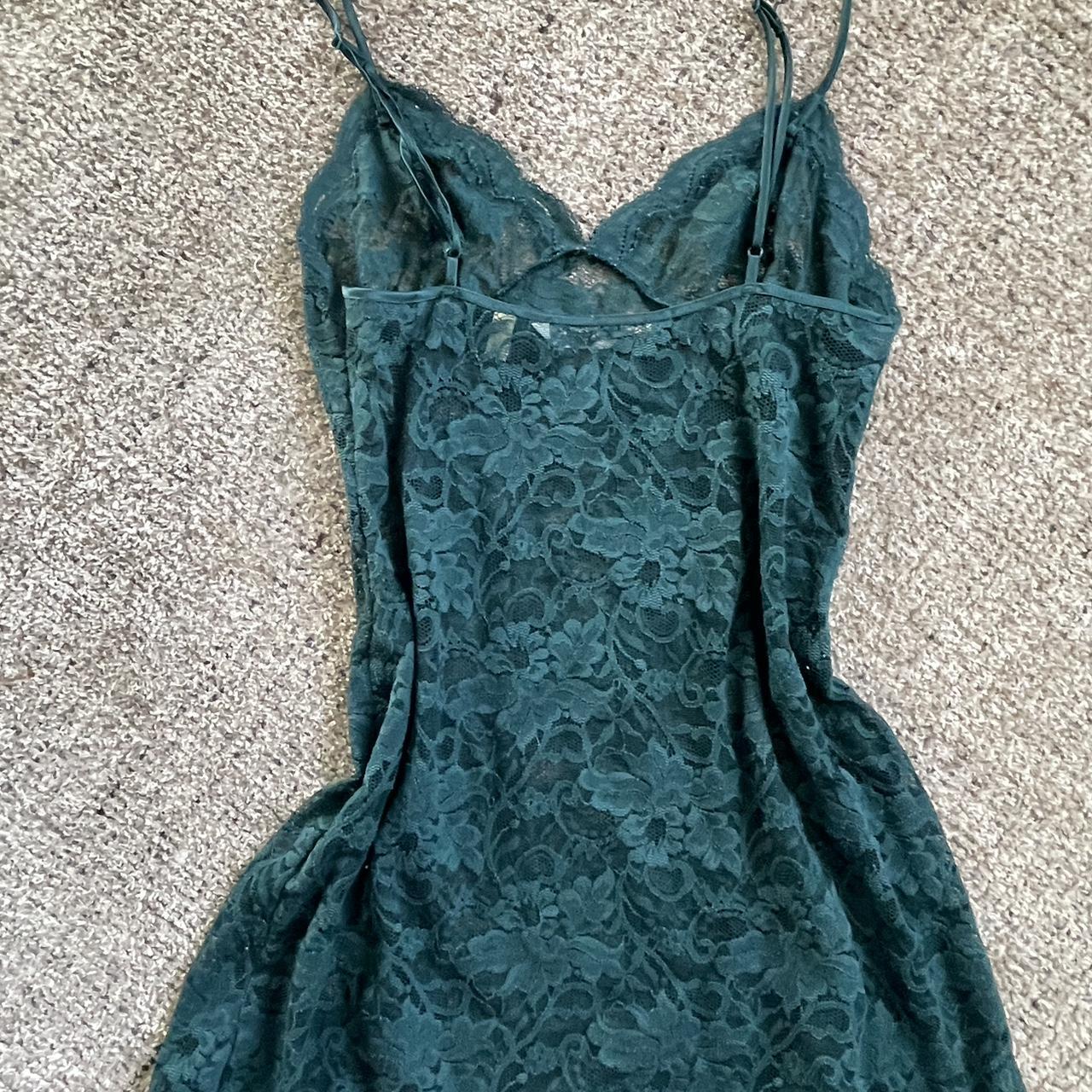 Vintage y2k dark green lace slip dress Size S, but... Depop